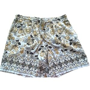 J. Jill Shorts Blue Floral Paisley Elastic Drawstring Waist Size Small